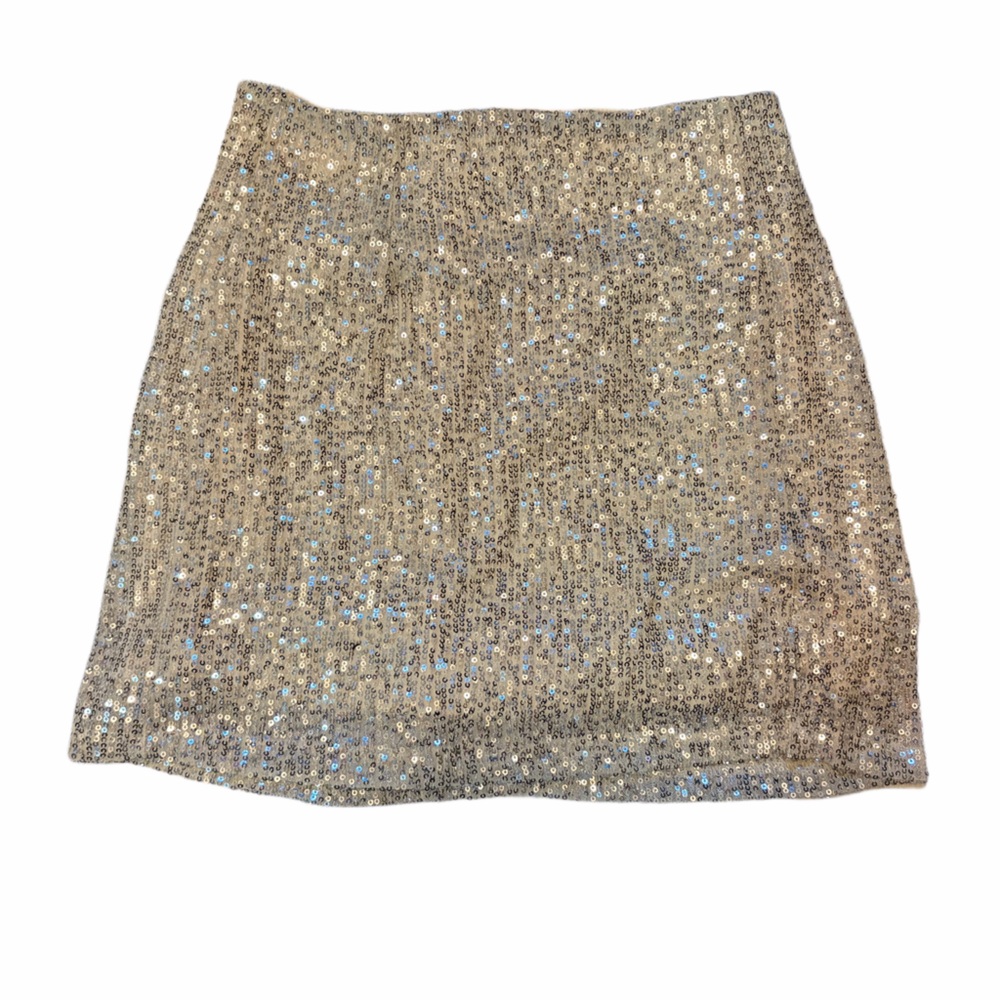 Francesca's Collections Glittering Silver Mini Skirt NEW WITH TAGS